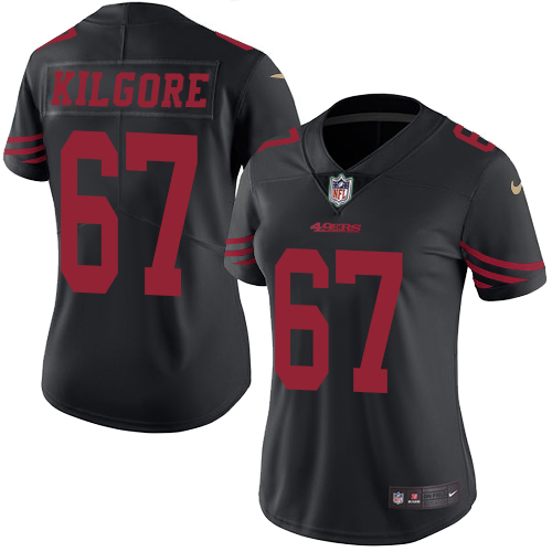 Women's Limited Daniel Kilgore Nike Jersey Black - #67 Rush NFL San Francisco 49ers